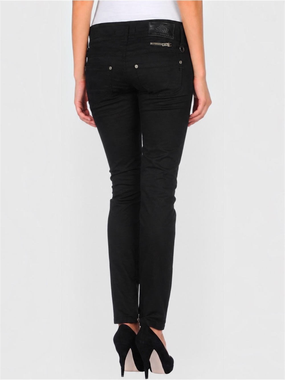Fornarina Black Skinny Jeans Ankle Zip Stretch Low Rise Size 26 Y2K